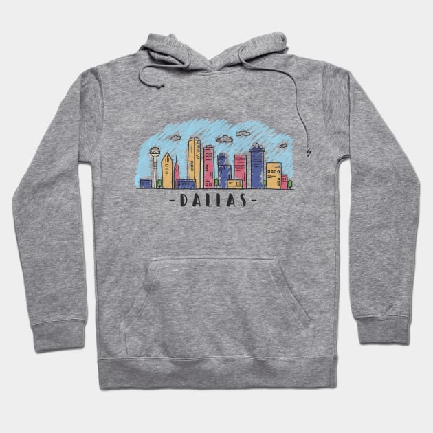 Dallas Watercolor Skyline Hoodie by LR_Collections